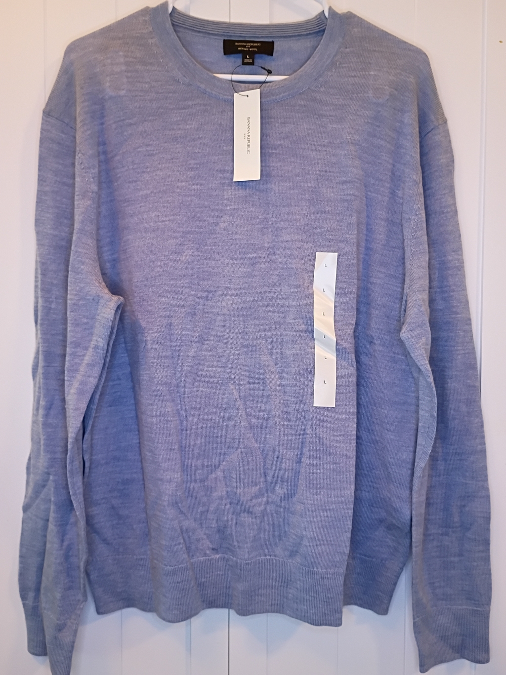 Banana Republic Women's Heathered Light Blue Crewneck Sweater